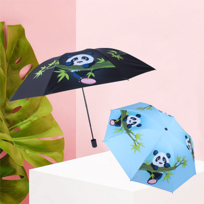 廠家直銷黑膠防紫線晴雨傘 卡通防曬三折小黑傘可定製logo91视频免费网址傘